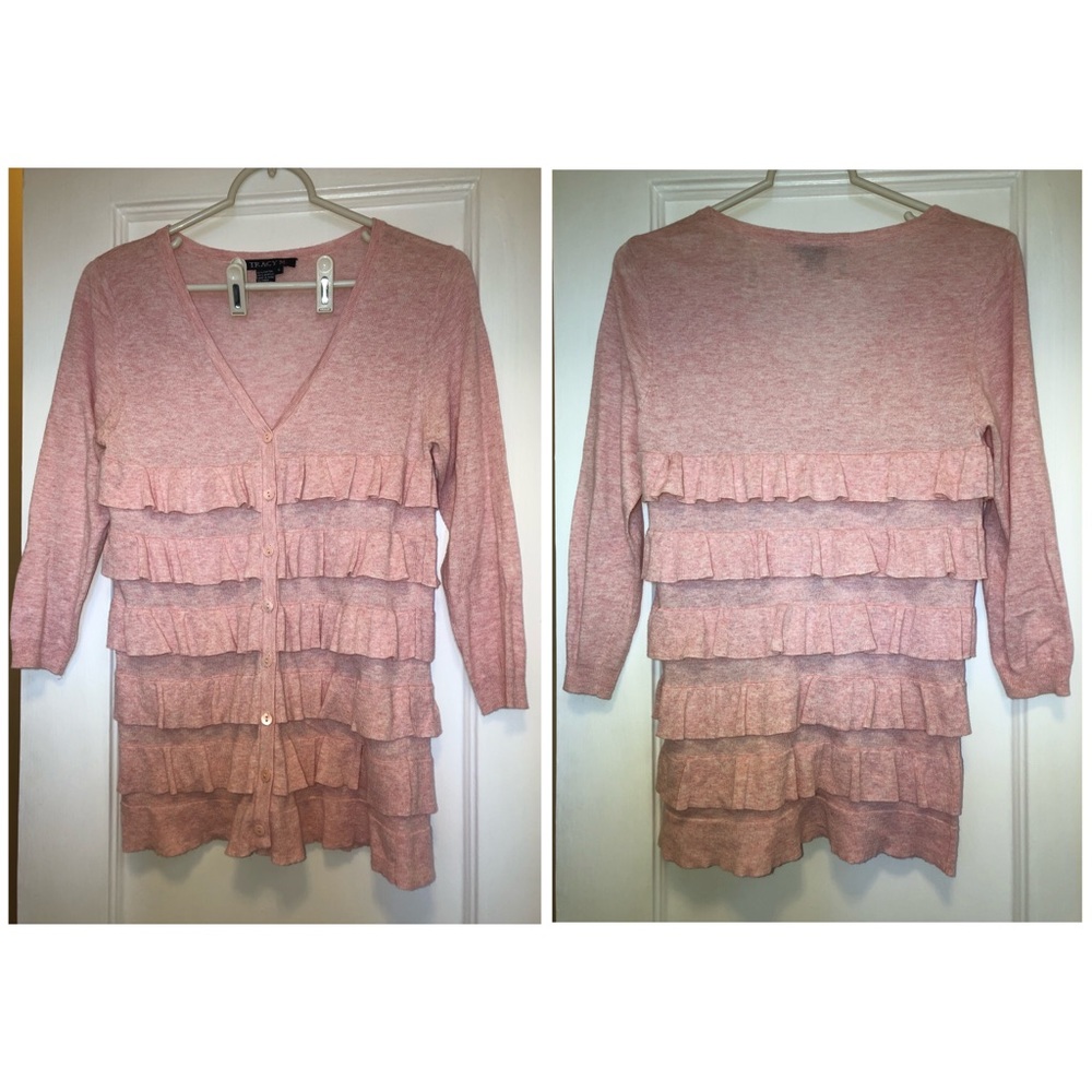 Tracy M Ruffle Cardigan 3/4 arms Size S